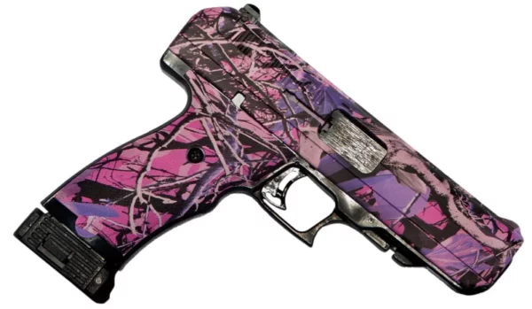 Hi-Point 34510PI JHP  45 ACP 9+1 4.50" Black Steel Barrel, Hydro-Dipped Pink Camo Serrated Steel Slide, Polymer & Grip